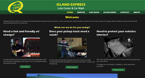Preview of Island Express Lube and Car Wash's homepage.